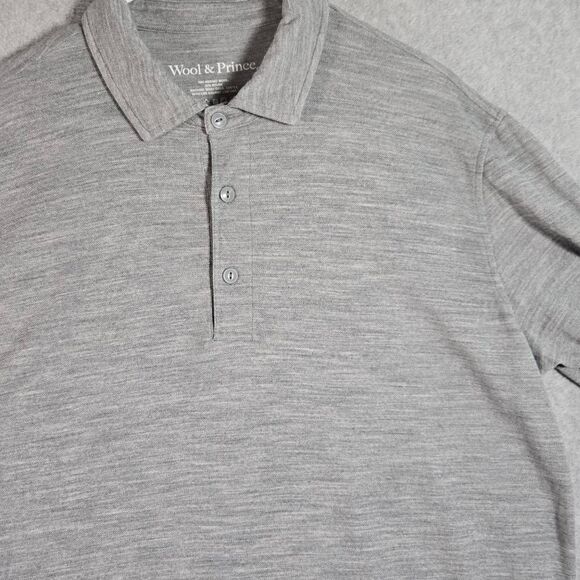 Wool & Prince Signature Polo Men’s Size Large Heather Grey Merino Wool - Picture 2 of 8